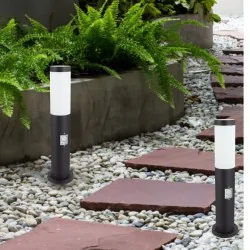 Lampy-ogrodowe-stojace - słupek ogrodowy z czujnikiem ruchu czarny 45cm e27 tuber ideus 
