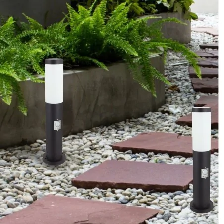 Lampy-ogrodowe-stojace - słupek ogrodowy z czujnikiem ruchu czarny 45cm e27 tuber ideus 