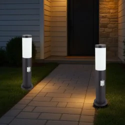 Lampy-ogrodowe-stojace - słupek ogrodowy z czujnikiem ruchu czarny 45cm e27 tuber ideus 