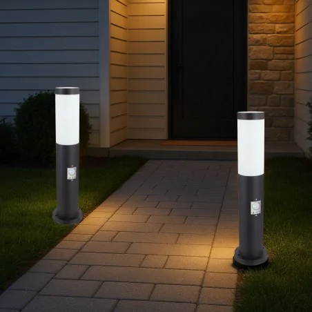 Lampy-ogrodowe-stojace - słupek ogrodowy z czujnikiem ruchu czarny 45cm e27 tuber ideus 