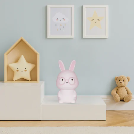 Oswietlenie-do-pokoju-dzieciecego - lampka nocna dziecięca led różowy króliczek silikonowa florka 331731 goldlux 