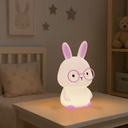 Oswietlenie-do-pokoju-dzieciecego - lampka nocna dziecięca led różowy króliczek silikonowa florka 331731 goldlux 
