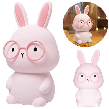 Oswietlenie-do-pokoju-dzieciecego - lampka nocna dziecięca led różowy króliczek silikonowa florka 331731 goldlux 