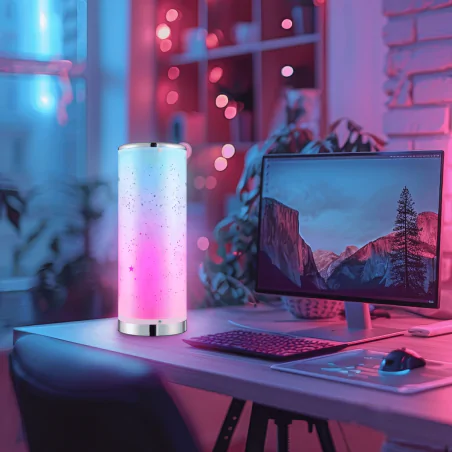 Lampki-nocne - lampka stołowa led nocna 5w sterowana pilotem 3000k+rgb stella 327499 polux-goldlux 