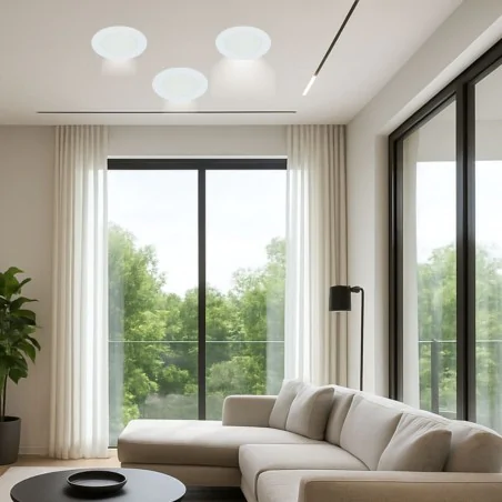 Plafony - oczko sufitowe led 5w do łazienki wpuszczane w sufit zmienna barwa ip54 wafel ideus 