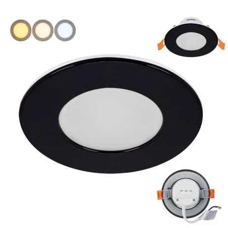 Oprawy-sufitowe-stale - czarne oświetlenie łazienkowe sufitowe oczko led 7w hermetyczne ip54 ewa ideus 