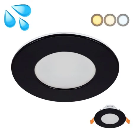 Oprawy-sufitowe-stale - czarne oświetlenie łazienkowe sufitowe oczko led 7w hermetyczne ip54 ewa ideus 