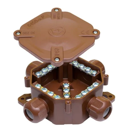 Puszki-natynkowe - puszka natynkowa hermetyczna brązowa z dławikami ip67 6455-11 5.p/7 acidur sez 