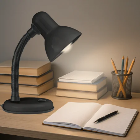 Lampki-biurkowe - lampka biurkowa klasyczna czarna z regulowanym ramieniem e27 dpm 