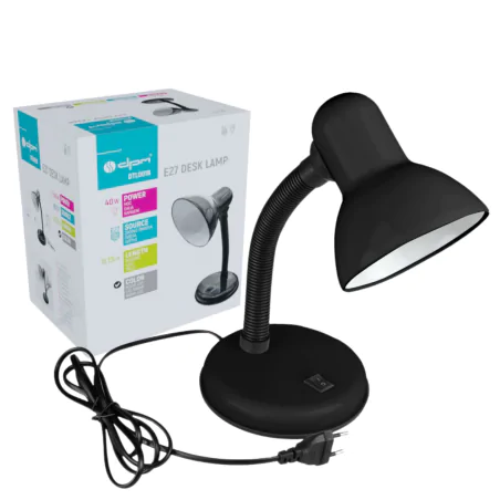 Lampki-biurkowe - lampka biurkowa klasyczna czarna z regulowanym ramieniem e27 dpm 
