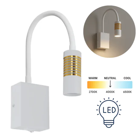 Kinkiety-do-salonu - kinkiet led nad łózko biało-złoty ari ideus 