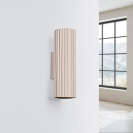 Kinkiety-do-salonu - kinkiet ścienny tuba taupe karbowana karbon 20 2xgu10 sollux sl.1760 