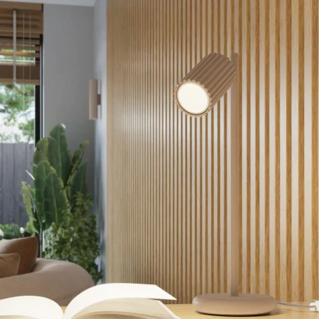 Kinkiety-do-salonu - kinkiet  tuba taupe karbowana lampa ścienna kawa z mlekiem karbon 10 sollux sl.1777 