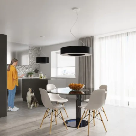 Lampy-sufitowe - żyrandol koło led nad stółsaturno 70 czarny lampa do kuchni duża sollux sl.0752 