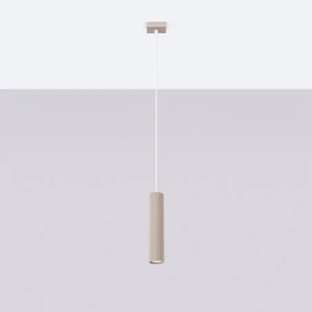 Lampy-sufitowe - lampa wisząca karbowana tuba sufitowa karbon 1 taupe sollux sl.1759 