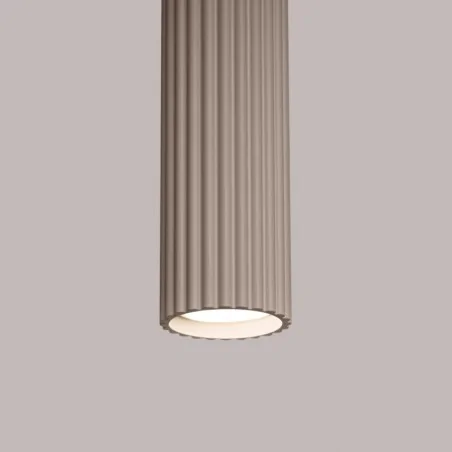 Lampy-sufitowe - lampa wisząca karbowana tuba sufitowa karbon 1 taupe sollux sl.1759 