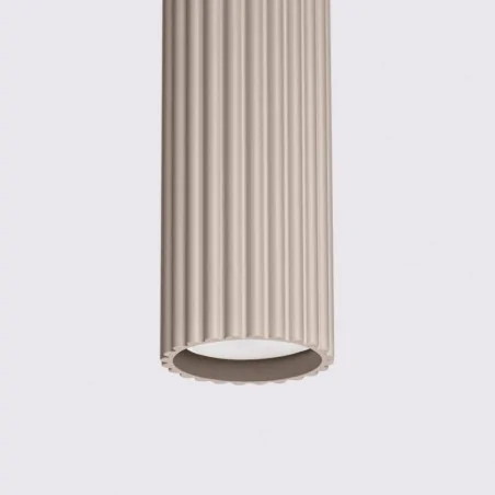 Lampy-sufitowe - lampa wisząca karbowana tuba sufitowa karbon 1 taupe sollux sl.1759 