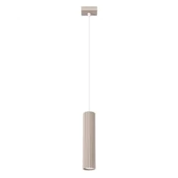 Lampy-sufitowe - lampa wisząca karbowana tuba sufitowa karbon 1 taupe sollux sl.1759