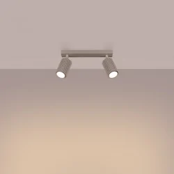 Oswietlenie-sufitowe - lampa listwa podwójna ruchome karbowane reflektorki taupe karbon sl.1763 sollux 