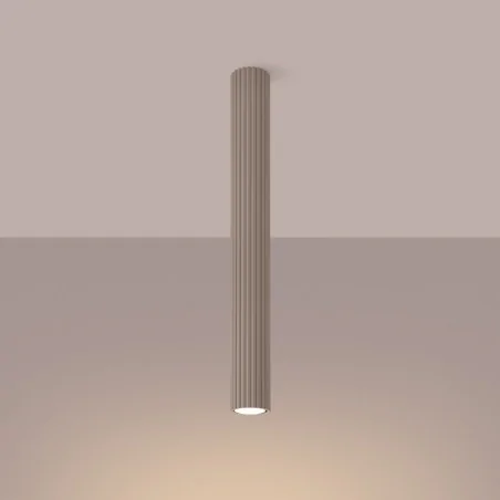 Oswietlenie-sufitowe - plafon tuba sufitowa karbowana długa natynkowakarbon 60 taupe sollux sl.1767 