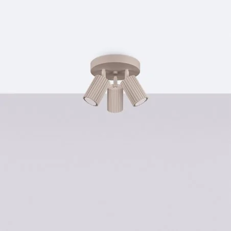 Oswietlenie-sufitowe - plafon tuby potrójne na talerzu lampa sufitowa oprawa karbon 3p taupe sollux sl.1768 