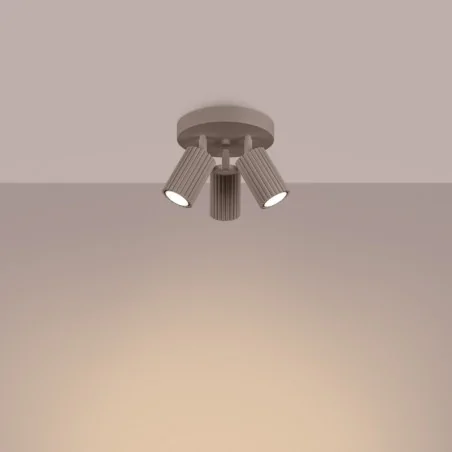 Oswietlenie-sufitowe - plafon tuby potrójne na talerzu lampa sufitowa oprawa karbon 3p taupe sollux sl.1768 