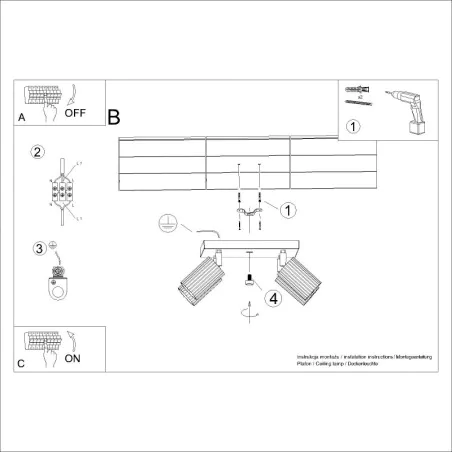Oswietlenie-sufitowe - plafon karbon 4 taupe sollux sl.1769 