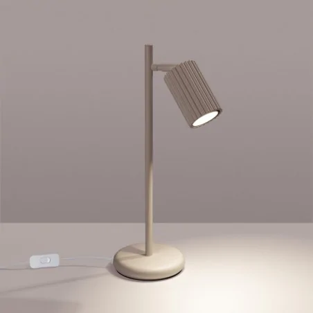 Lampki-biurkowe - lampa biurkowa mimalistyczna elegancka lampa nocna karbon taupe sollux sl.1770 