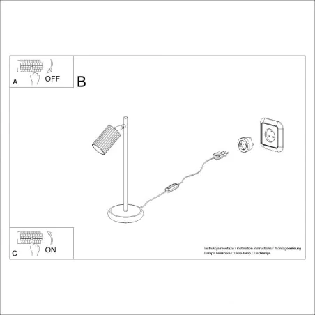 Lampki-biurkowe - lampa biurkowa mimalistyczna elegancka lampa nocna karbon taupe sollux sl.1770 