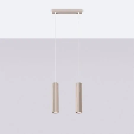 Lampy-sufitowe - lampa wisząca podwójna wiszące tuby sufitowe karbon 2 taupe sollux sl.1773 