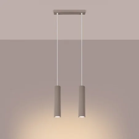 Lampy-sufitowe - lampa wisząca podwójna wiszące tuby sufitowe karbon 2 taupe sollux sl.1773 