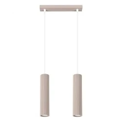 Lampy-sufitowe - lampa wisząca podwójna wiszące tuby sufitowe karbon 2 taupe sollux sl.1773