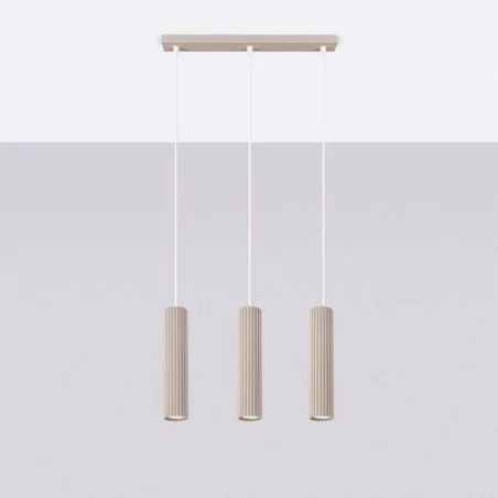 Lampy-sufitowe - lampa wisząca potrójna listwa sufitowa wiszące tuby karbon 3l taupe sollux sl.1774 