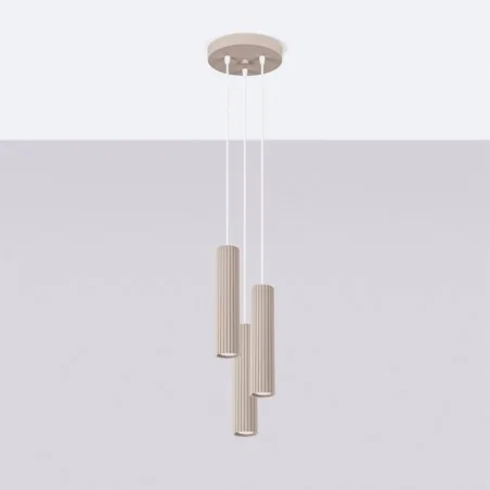 Lampy-sufitowe - lampa wisząca 3 tuby oświetlenie do salonu sufitowe karbon 3p taupe sollux sl.1775 