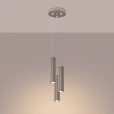 Lampy-sufitowe - lampa wisząca 3 tuby oświetlenie do salonu sufitowe karbon 3p taupe sollux sl.1775 