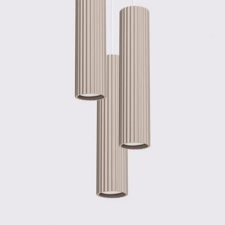 Lampy-sufitowe - lampa wisząca 3 tuby oświetlenie do salonu sufitowe karbon 3p taupe sollux sl.1775 