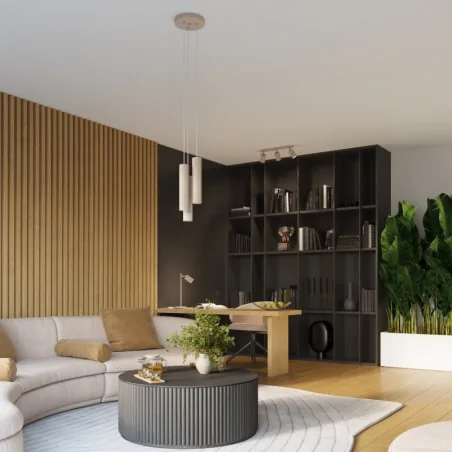 Lampy-sufitowe - lampa wisząca 3 tuby oświetlenie do salonu sufitowe karbon 3p taupe sollux sl.1775 