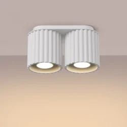 Oswietlenie-sufitowe - plafon biały lampa podwójna aura 2 listwa oświetleniowagu10 sollux sl.1780 