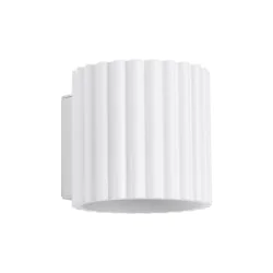 Kinkiety-do-salonu - kinkiet tuba biała karbowana lampa na ścianę punktowa aura biały g9 sollux sl.1781