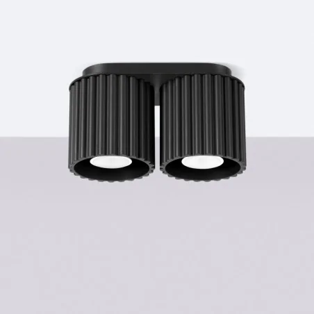 Oswietlenie-sufitowe - plafon podwójny aura 2 czarny listwa 2 tuby natynkowe gu10 sollux sl.1785 