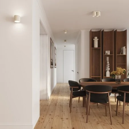 Oswietlenie-sufitowe - oprawa sufitowa krótka tuba karbowana beżowa aura sl.1789 sollux 