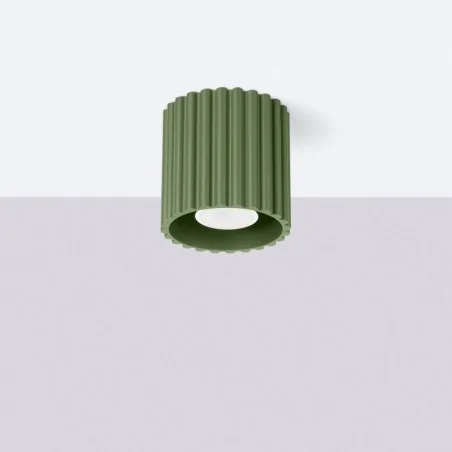 Oprawy-sufitowe - tuba sufitowa oprawa gu10 karbowana zielony oliwkowy aura sl.1794 sollux 