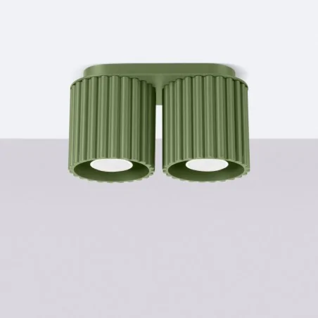 Oprawy-sufitowe - oprawa sufitowa podwójna zielony oliwkowy gu10 aura sl.1795 sollux 