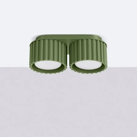 Oprawy-sufitowe - oprawa sufitowa zielona oliwka z karbowanym kloszem aura sl.1798 sollux 