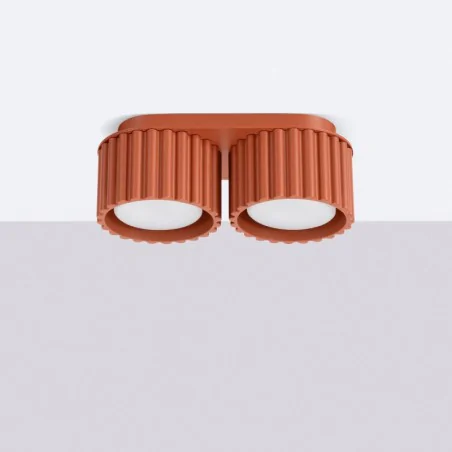 Oswietlenie-sufitowe - plafon aura 2 ochra czerwona oprawa sufitowa podwójna gx53 sollux sl.1803 