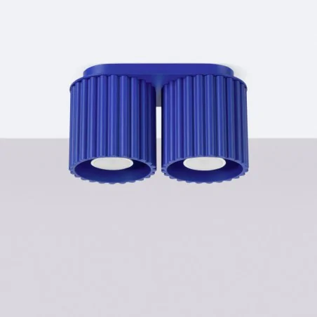Oswietlenie-sufitowe - oprawa sufitowa lampa podwójna karbowany klosz ultramaryna aura sl1810 sollux 
