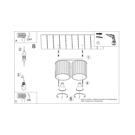 Oswietlenie-sufitowe - oprawa sufitowa lampa podwójna karbowany klosz ultramaryna aura sl1810 sollux 