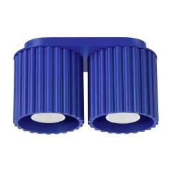 Oswietlenie-sufitowe - oprawa sufitowa lampa podwójna karbowany klosz ultramaryna aura sl1810 sollux