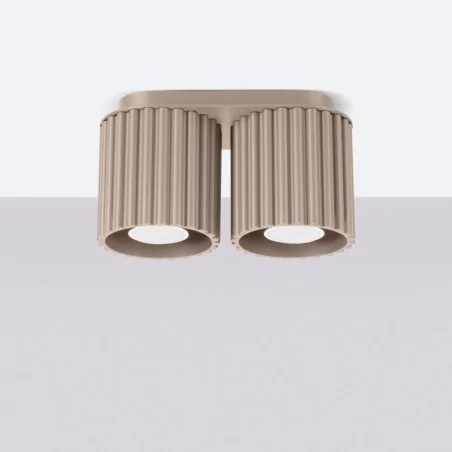 Oswietlenie-sufitowe - oprawa sufitowa karbowana podwójna plafon kolor taupe aura sl.1815 sollux 