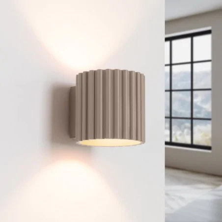 Kinkiety-do-salonu - kinkiet ścienny wewnętrzny z karbowanym kloszem taupe aura sl.1816 sollux 